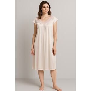 Vintage 60s Vanity Fair Pink Lace Trip Cap Sleeve Relaxed Slip Dress Size Small